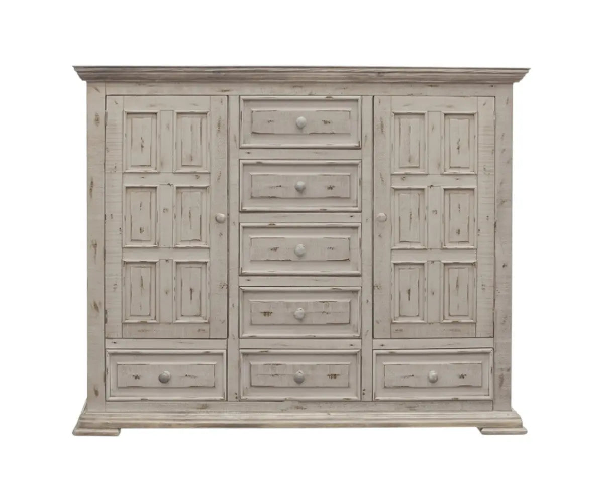 64" White Solid Wood Seven Drawer Gentlemans Chest - GreatEagleInc