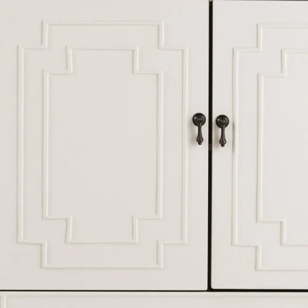 64" White Solid Wood Sideboard with Four Doors Homeroots Kitchen & Dining