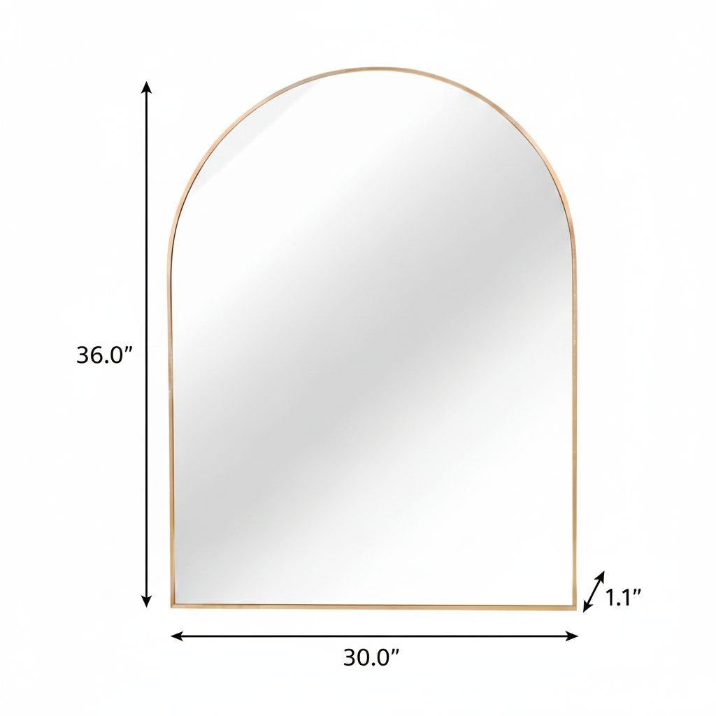 36" Gold Aluminum Arch Framed Bathroom Vanity Mirror - Bed & Bath