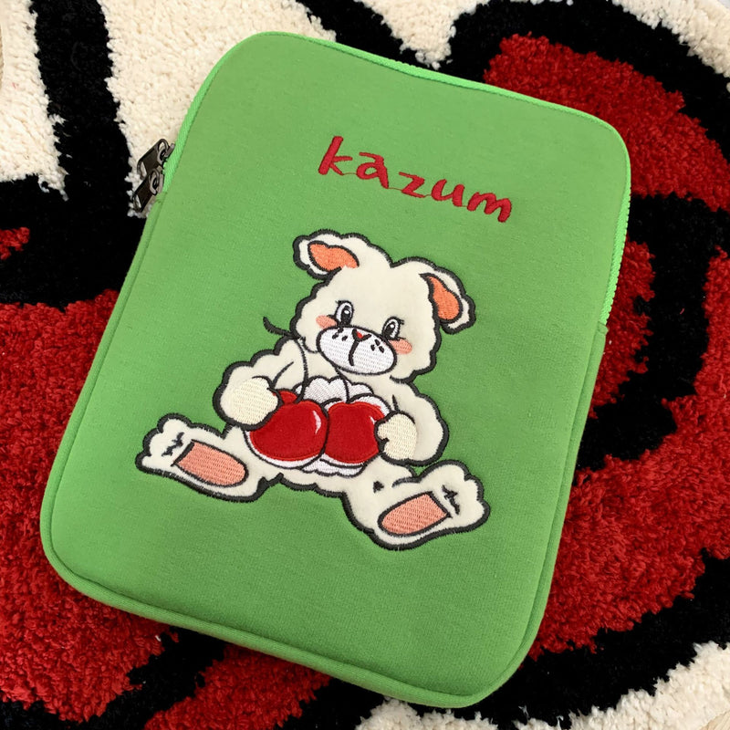 Bamtoree Same Embroidery Bunny Ipad Tablet Liner Protective Bag Storage Bag