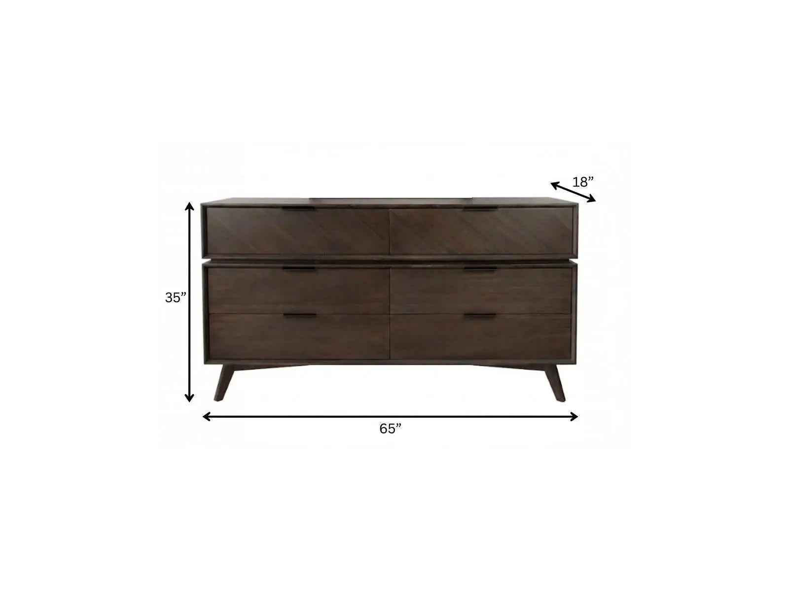 65" Acacia Solid Wood Six Drawer Double Dresser Homeroots Bed & Bath