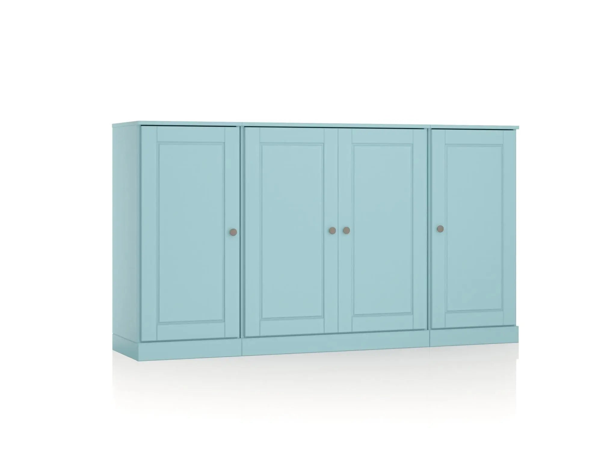 65" Aqua Solid Wood Two Drawer Sideboard With Four Doors Homeroots Kitchen & Dining