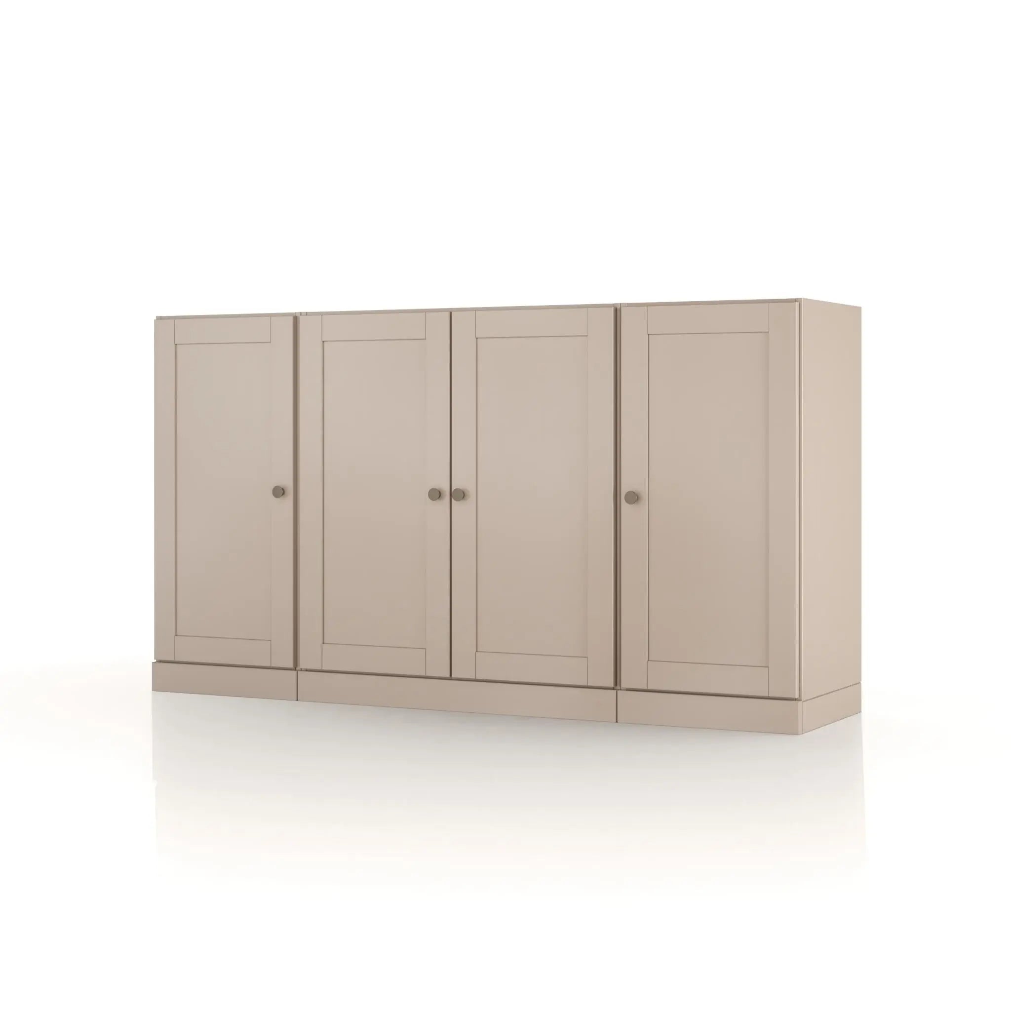 65" Beige Solid Wood Two Drawer Sideboard With Four Doors Homeroots Kitchen & Dining