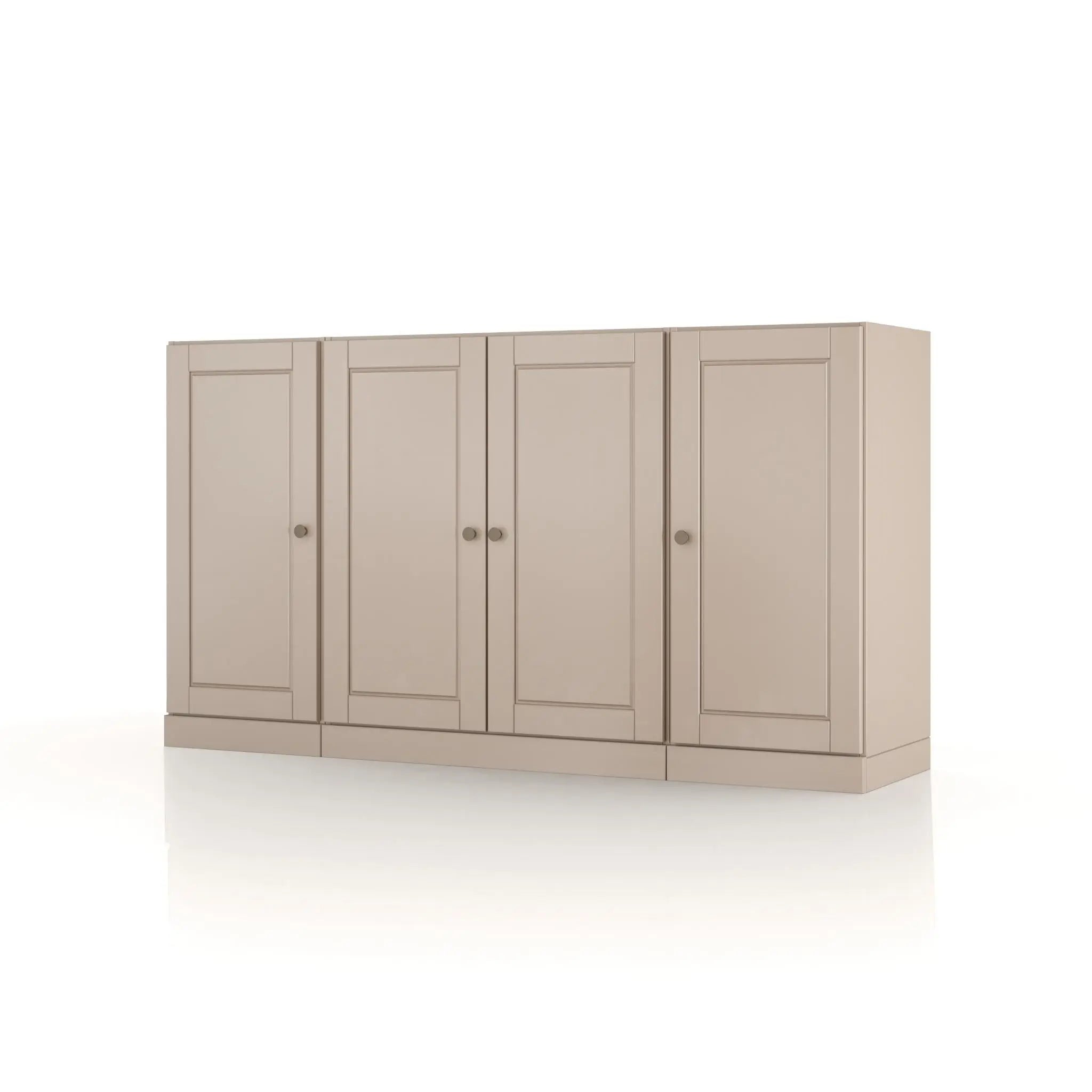 65" Beige Solid Wood Two Drawer Sideboard With Four Doors Homeroots Kitchen & Dining