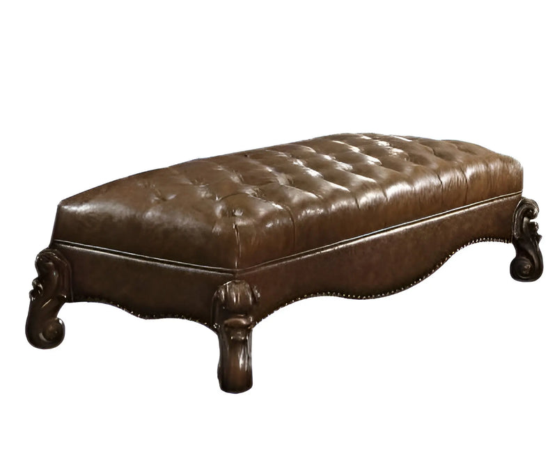 65" Brown Tufted Faux Leather Upholstered Bench Homeroots Living Room