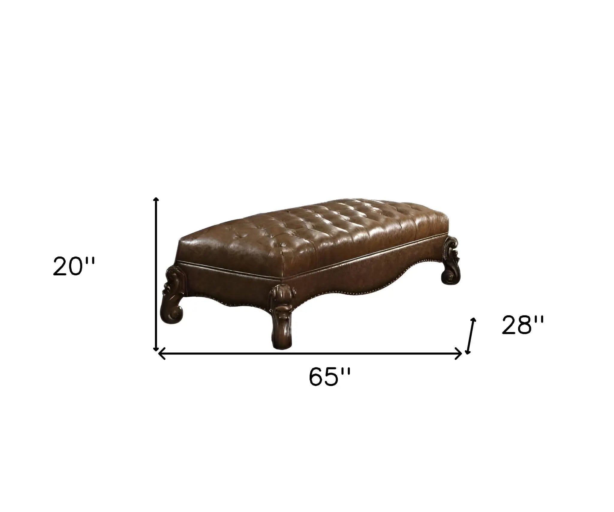 65" Brown Tufted Faux Leather Upholstered Bench Homeroots Living Room