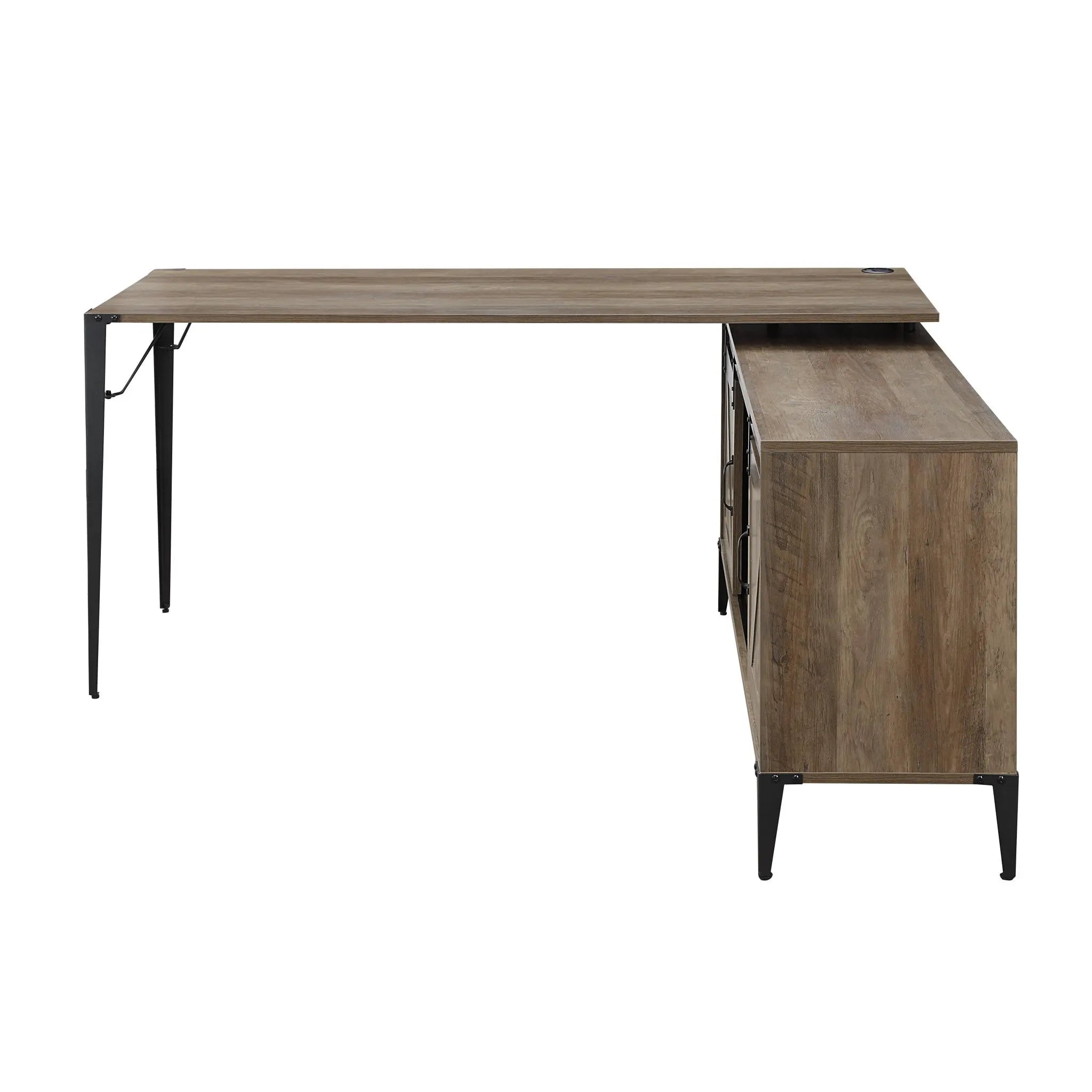 65" Brown and Black L Shape Writing Desk Homeroots Office