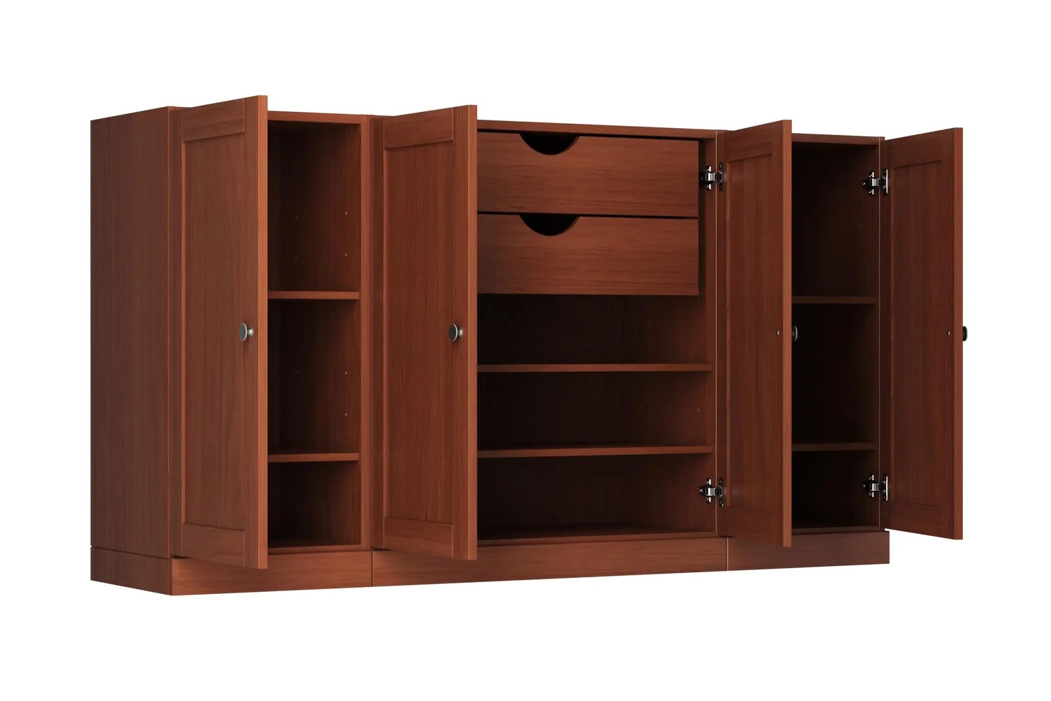 65" Coffee Solid Wood Two Drawer Sideboard With Four Doors Homeroots Kitchen & Dining
