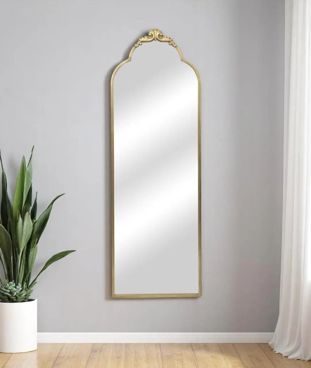 65" Gold Metal Arch Full Length Hanging Mirror Homeroots Bed & Bath