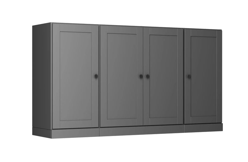 65" Gray Solid Wood Two Drawer Sideboard With Four Doors Homeroots Kitchen & Dining