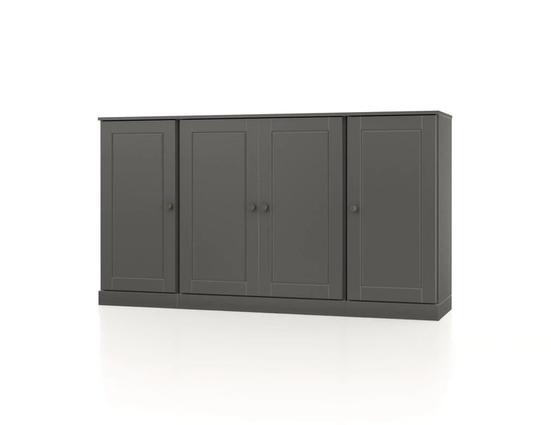 65" Gray Solid Wood Two Drawer Sideboard With Four Doors Homeroots Kitchen & Dining