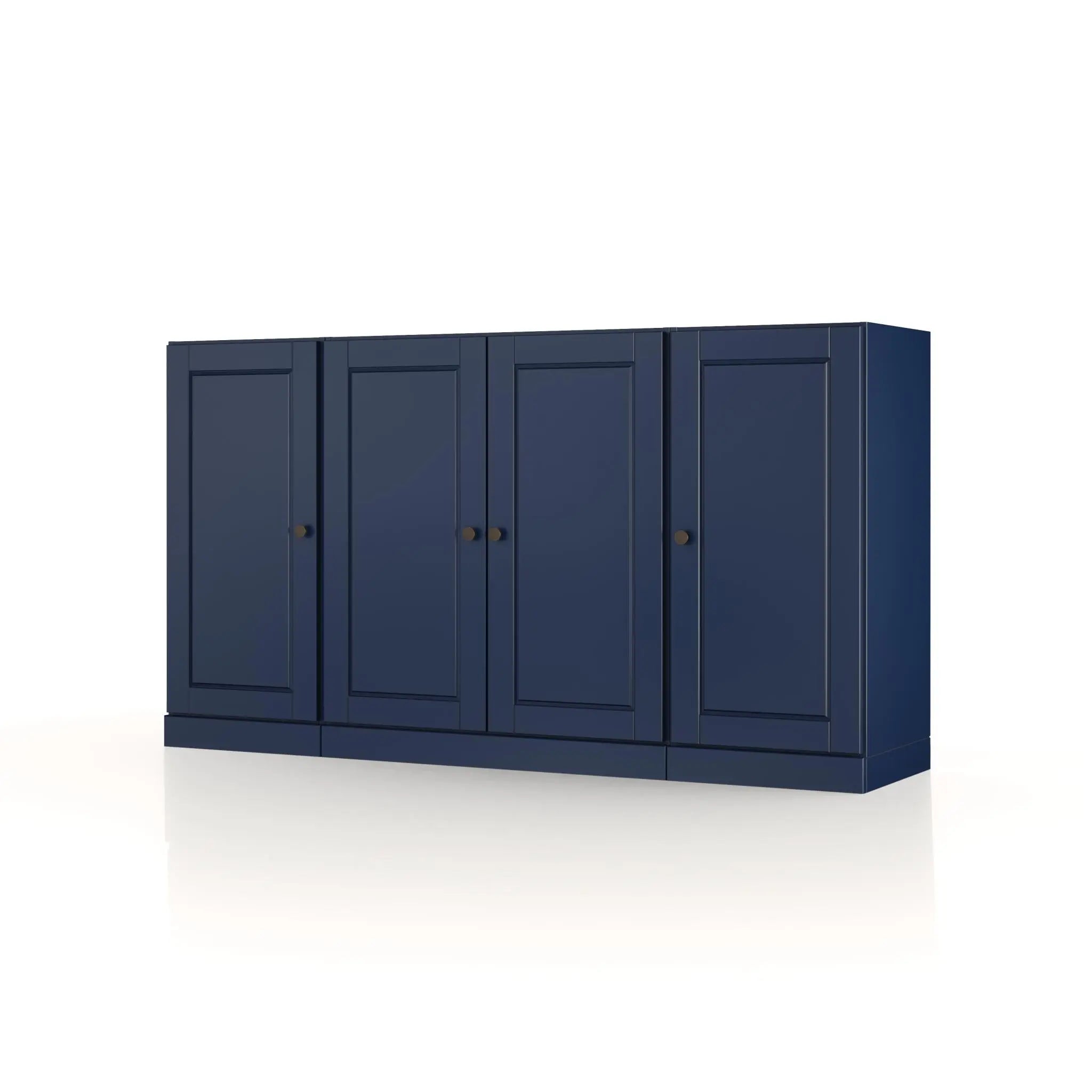 65" Navy Blue Solid Wood Two Drawer Sideboard With Four Doors Homeroots Kitchen & Dining