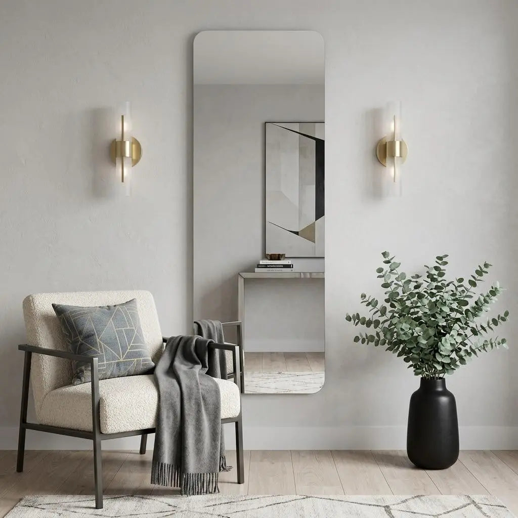65" Silver Frameless Full Length Hanging Mirror Homeroots Bed & Bath
