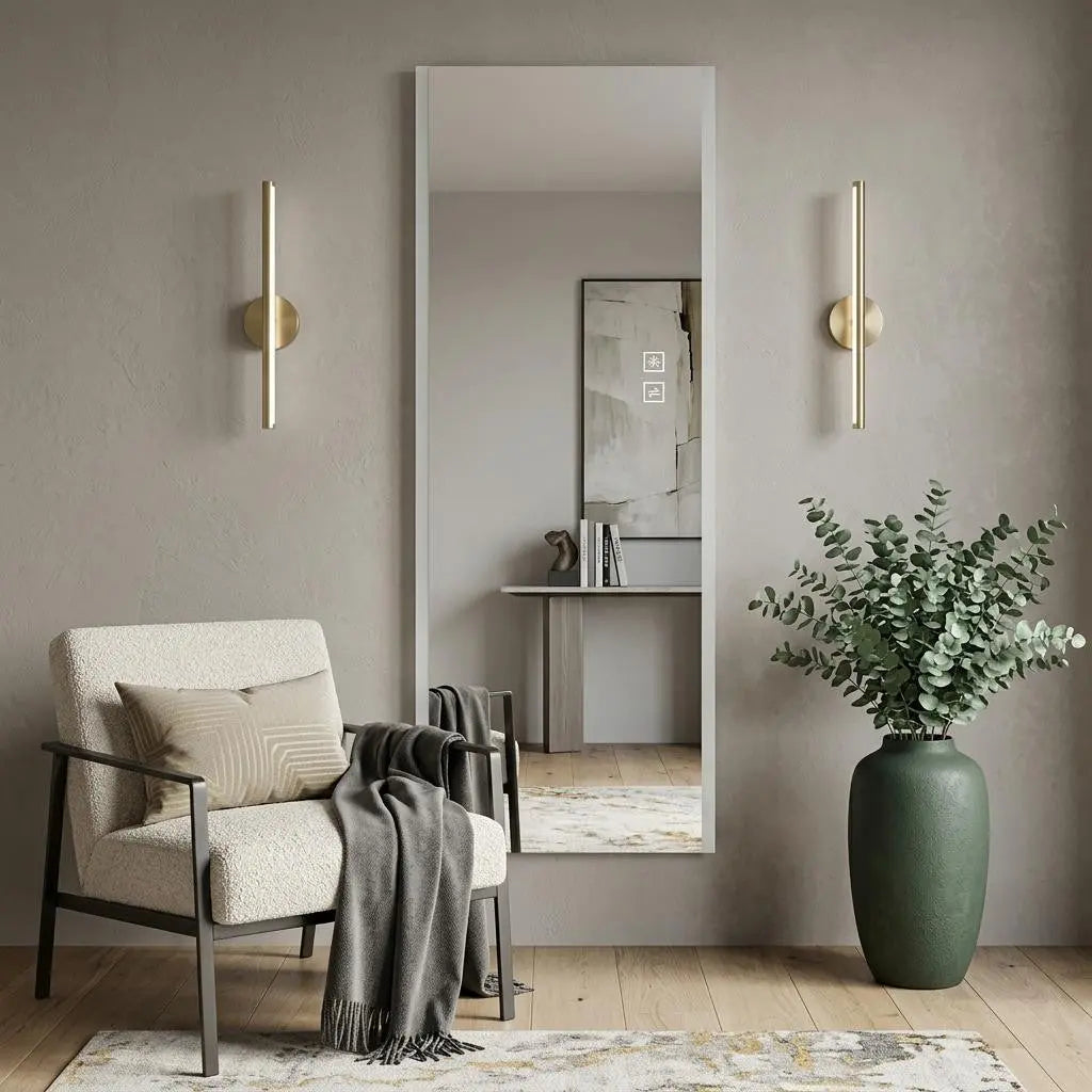 65" Silver Lighted Frameless Full Length Hanging Mirror Homeroots Bed & Bath