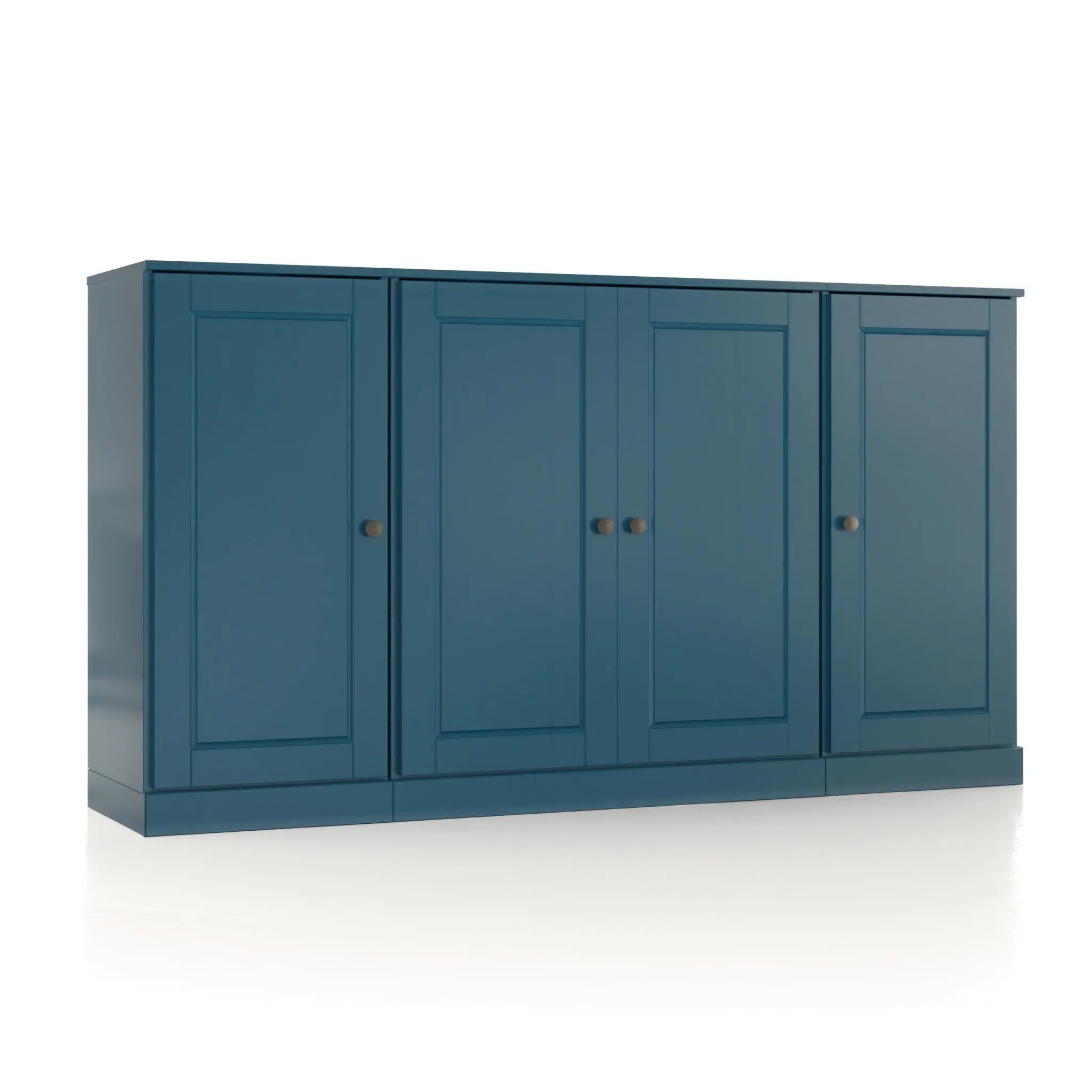 65" Teal Blue Solid Wood Two Drawer Sideboard With Four Doors Homeroots Kitchen & Dining