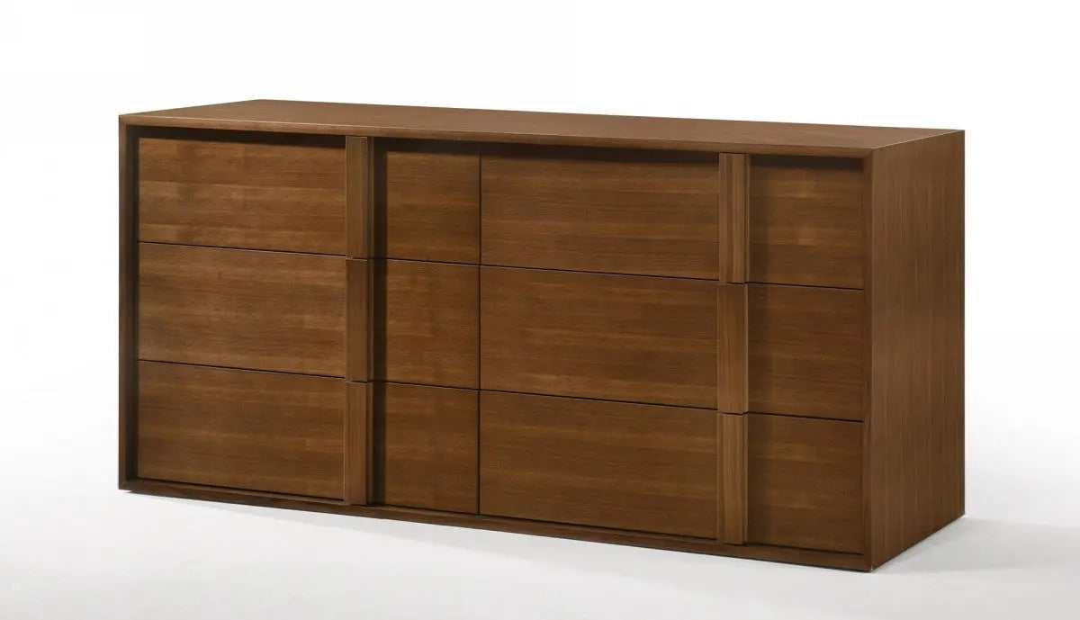 65" Walnut Solid Wood Six Drawer Double Dresser Homeroots Bed & Bath