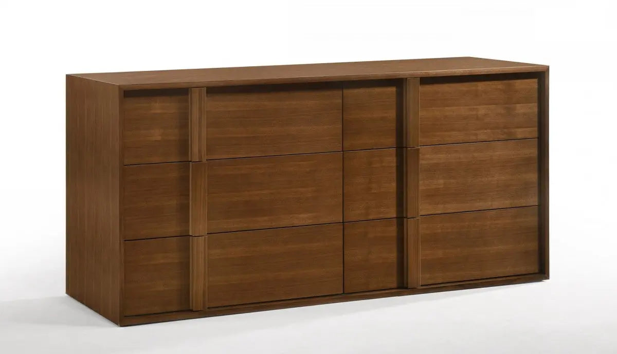 65" Walnut Solid Wood Six Drawer Double Dresser Homeroots Bed & Bath