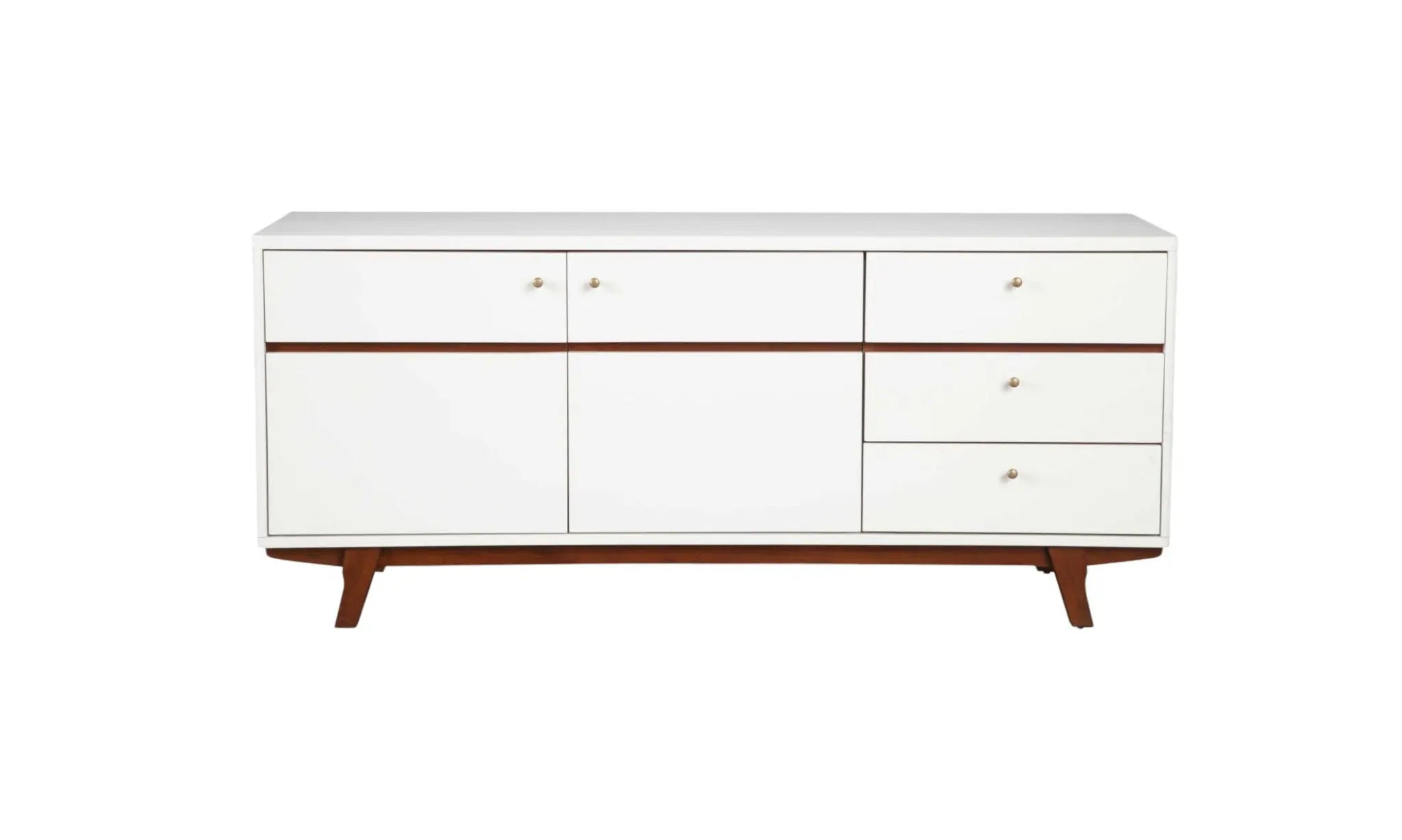65" White Mahogany Solids And Veneer Cabinet Enclosed Storage TV Stand Homeroots Living Room