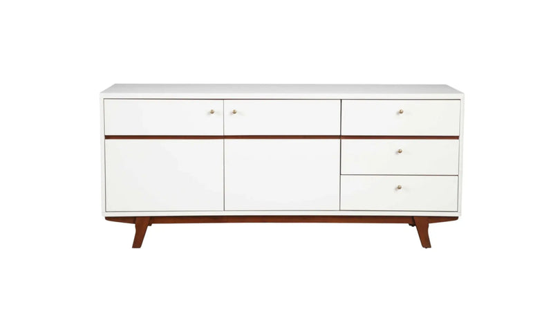 65" White Mahogany Solids And Veneer Cabinet Enclosed Storage TV Stand Homeroots Living Room