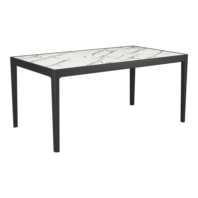 65" White and Black Faux Marble and Solid Wood Dining Table Homeroots Kitchen & Dining