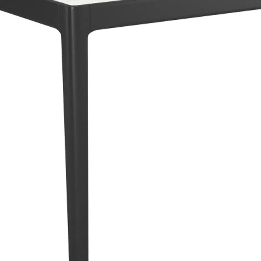 65" White and Black Faux Marble and Solid Wood Dining Table Homeroots Kitchen & Dining