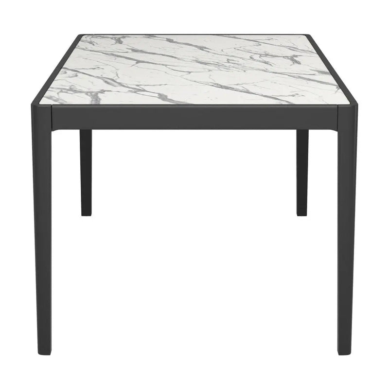 65" White and Black Faux Marble and Solid Wood Dining Table Homeroots Kitchen & Dining