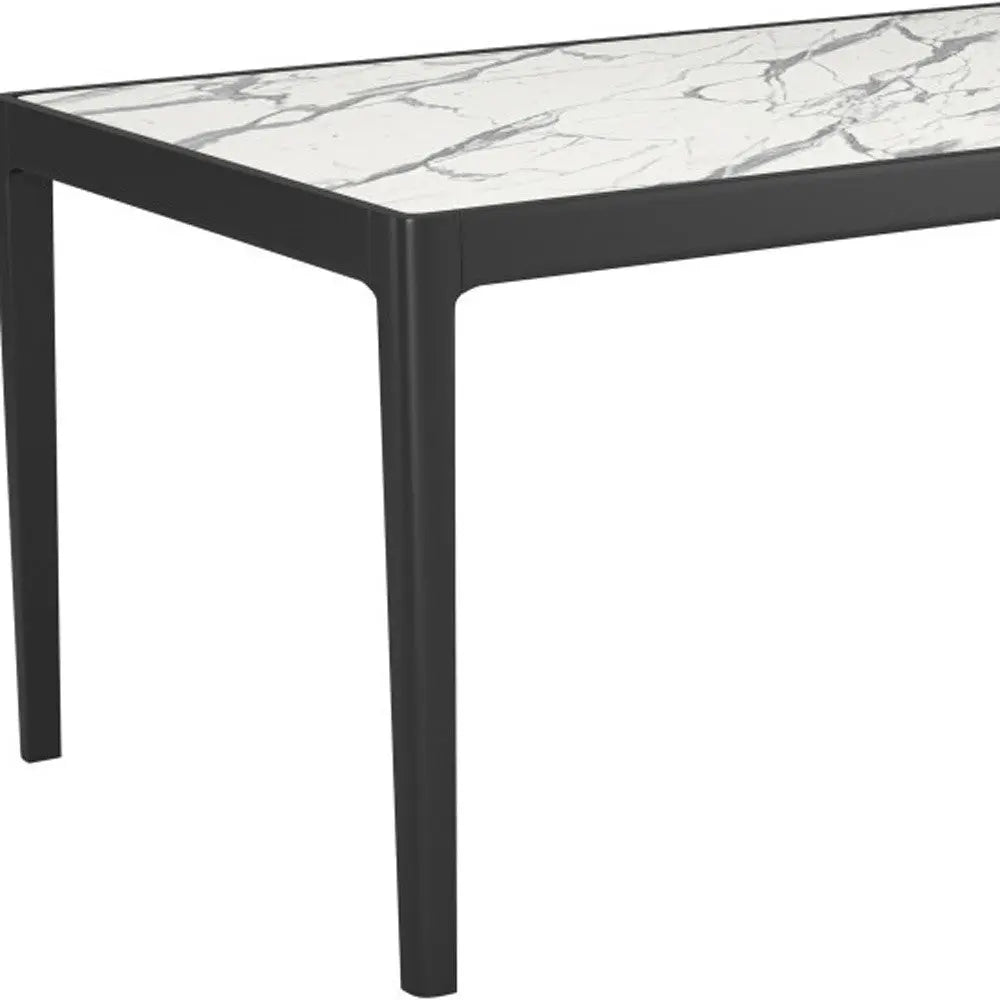 65" White and Black Faux Marble and Solid Wood Dining Table Homeroots Kitchen & Dining
