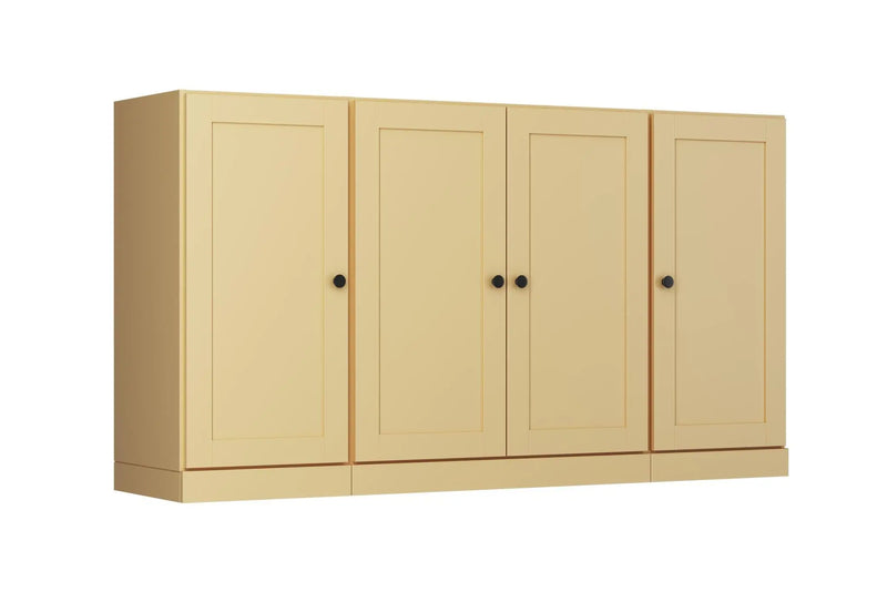 65" Yellow Solid Wood Two Drawer Sideboard With Four Doors Homeroots Kitchen & Dining