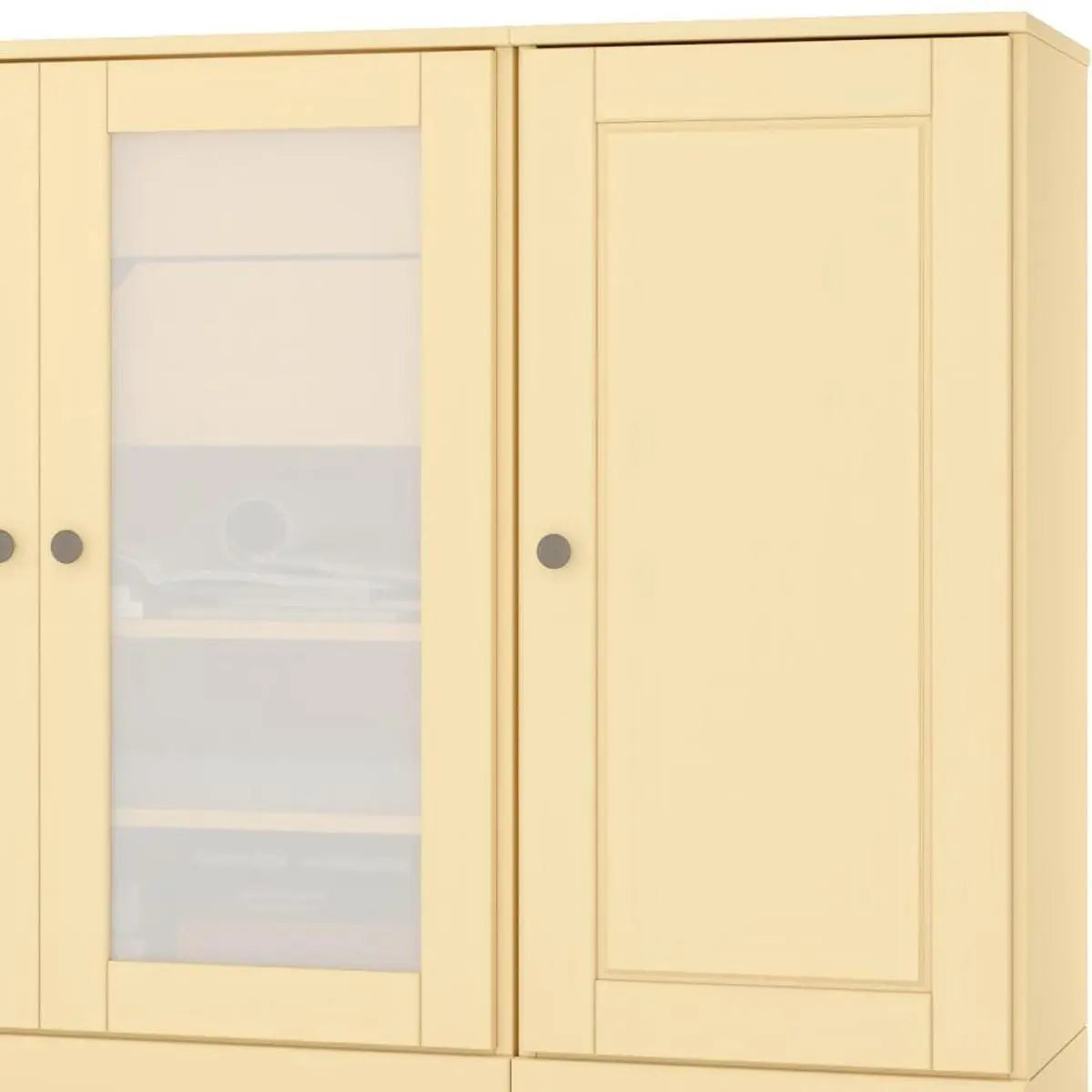 65" Yellow Solid Wood Two Drawer Sideboard With Four Glass Doors Homeroots Kitchen & Dining