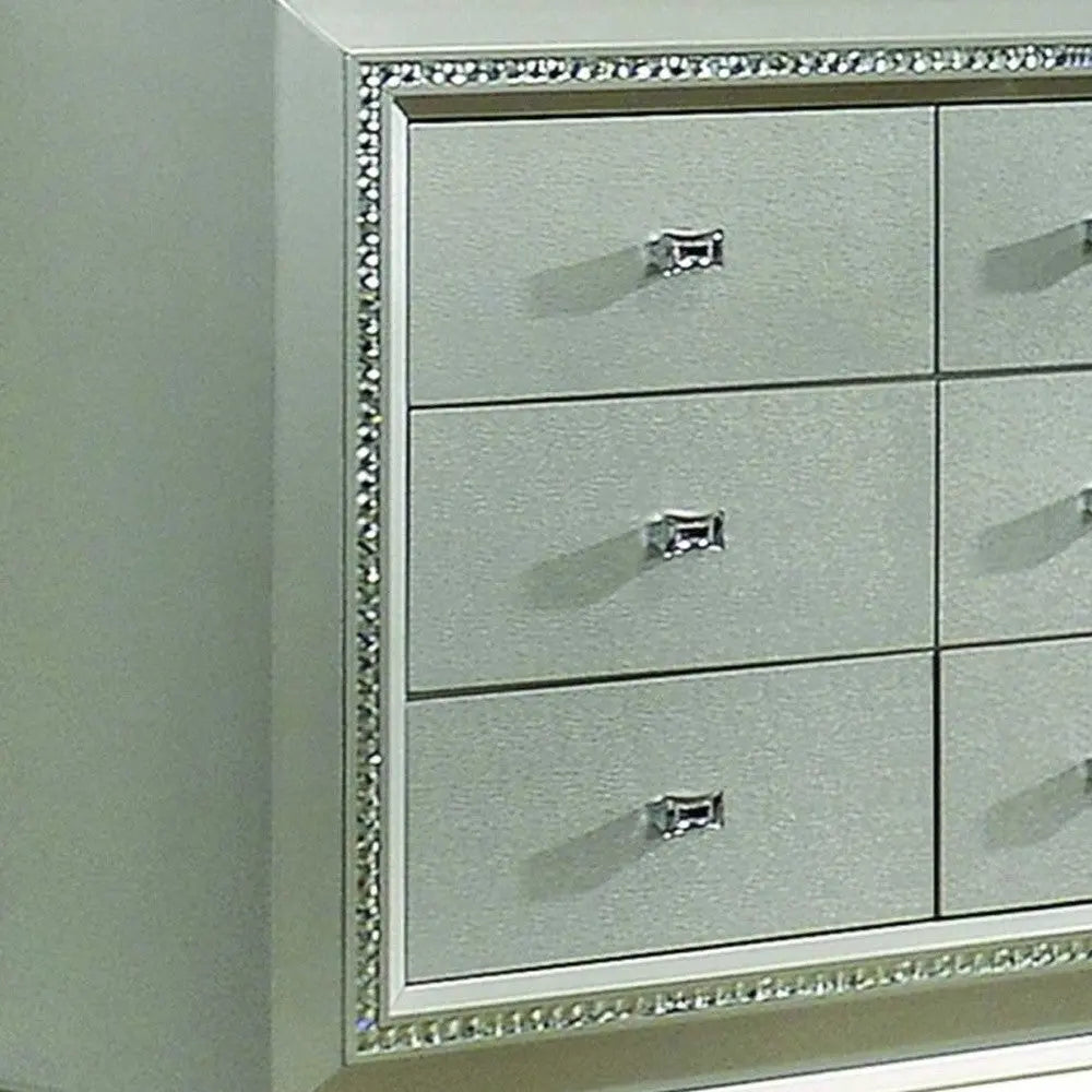 66" Champagne Solid Wood Nine Drawer Double Dresser Homeroots Bed & Bath