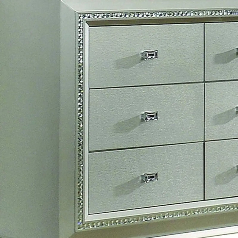66" Champagne Solid Wood Nine Drawer Double Dresser Homeroots Bed & Bath