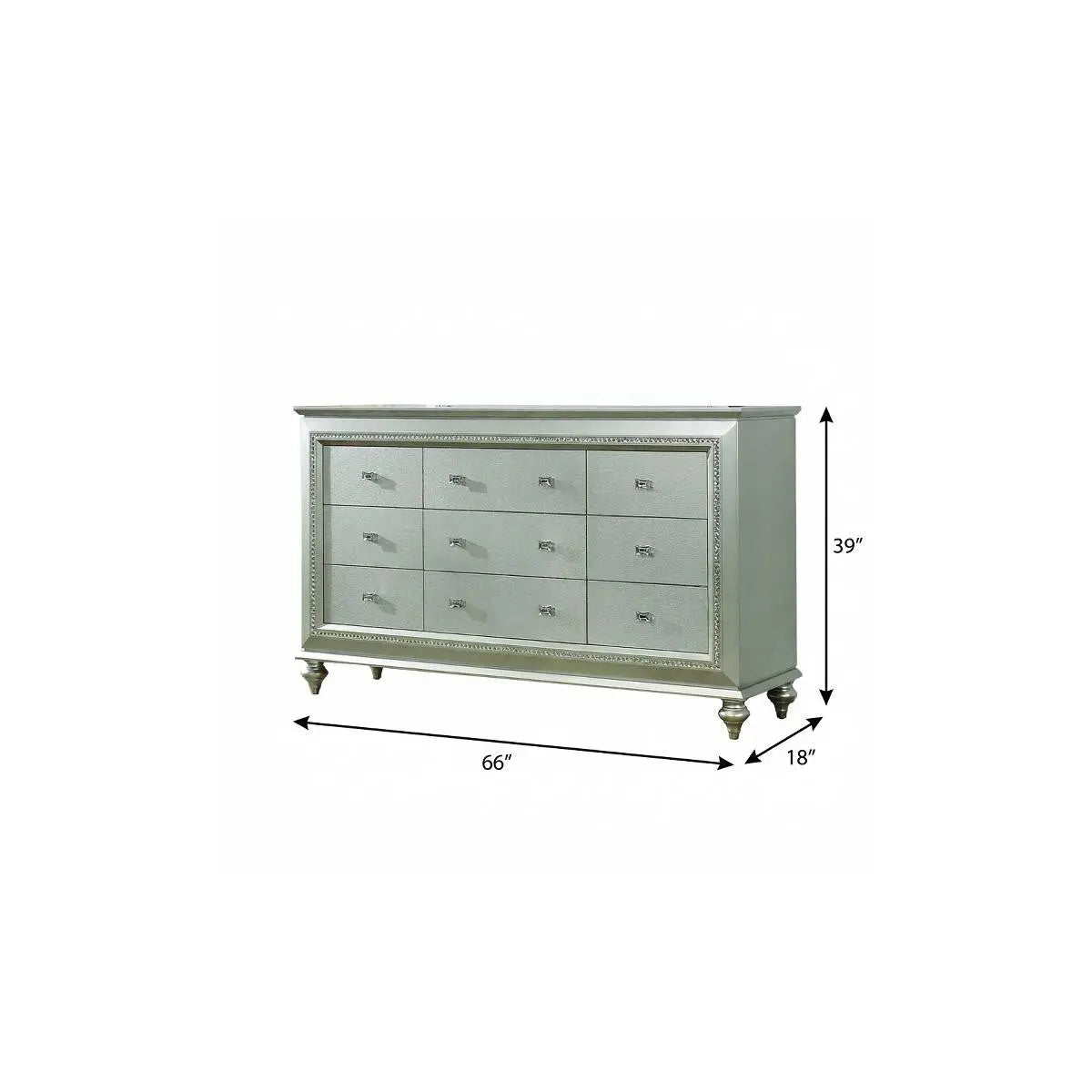 66" Champagne Solid Wood Nine Drawer Double Dresser Homeroots Bed & Bath