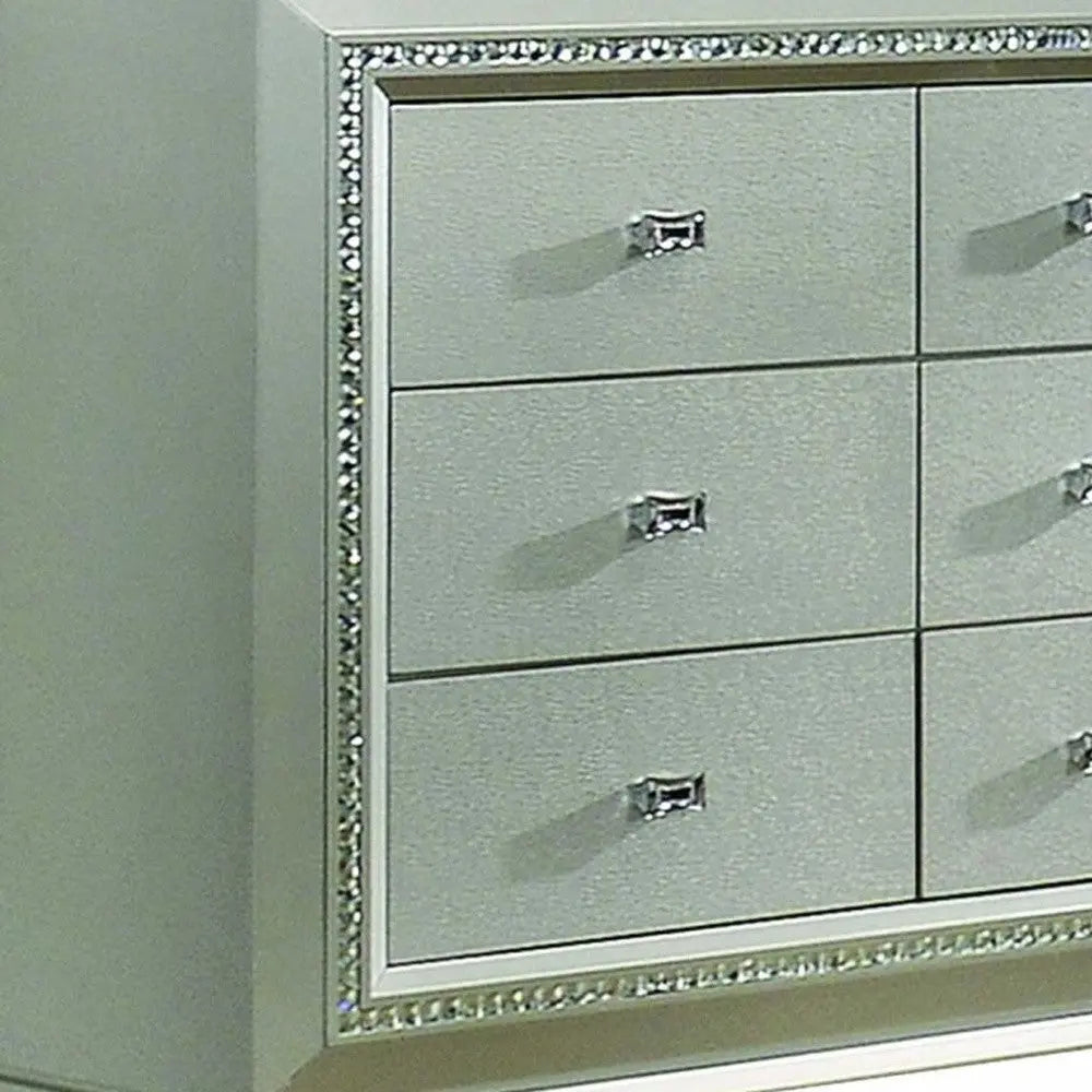 66" Champagne Solid Wood Nine Drawer Double Dresser Homeroots Bed & Bath