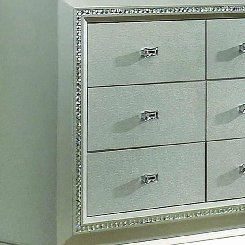 66" Champagne Solid Wood Nine Drawer Double Dresser Homeroots Bed & Bath