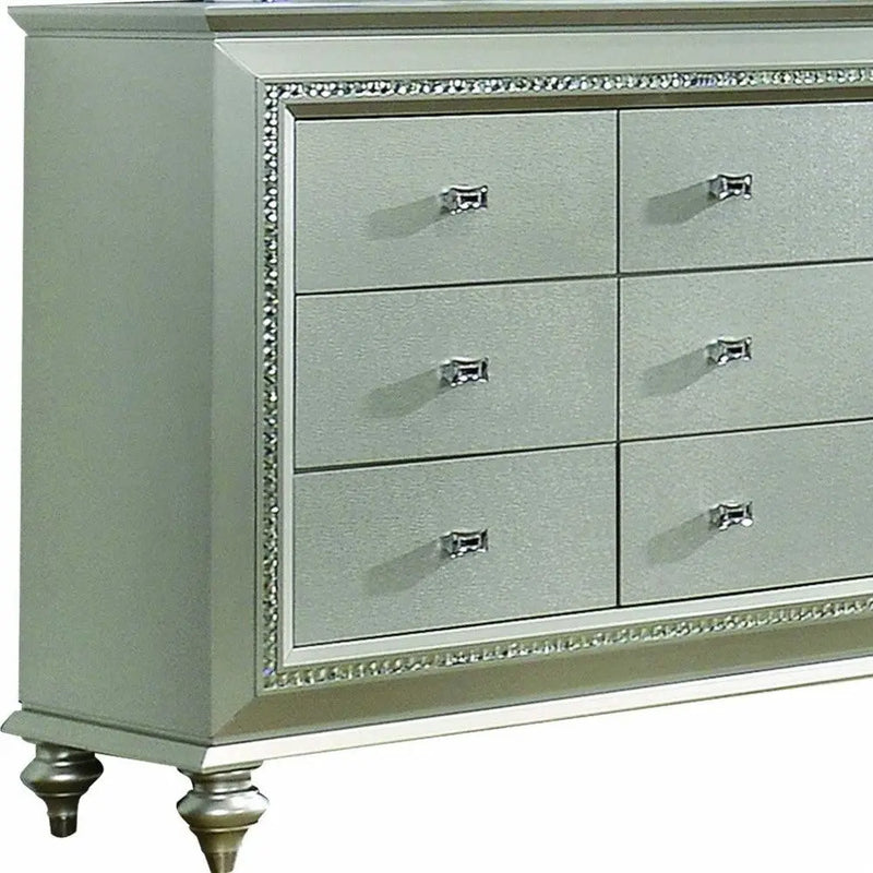 66" Champagne Solid Wood Nine Drawer Double Dresser Homeroots Bed & Bath