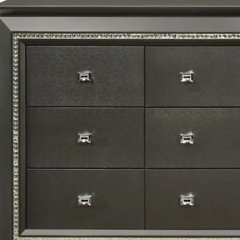 66" Gray Solid and Manufactured Wood Nine Drawer Triple Dresser - GreatEagleInc