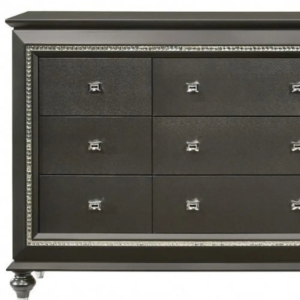 66" Gray Solid and Manufactured Wood Nine Drawer Triple Dresser - GreatEagleInc