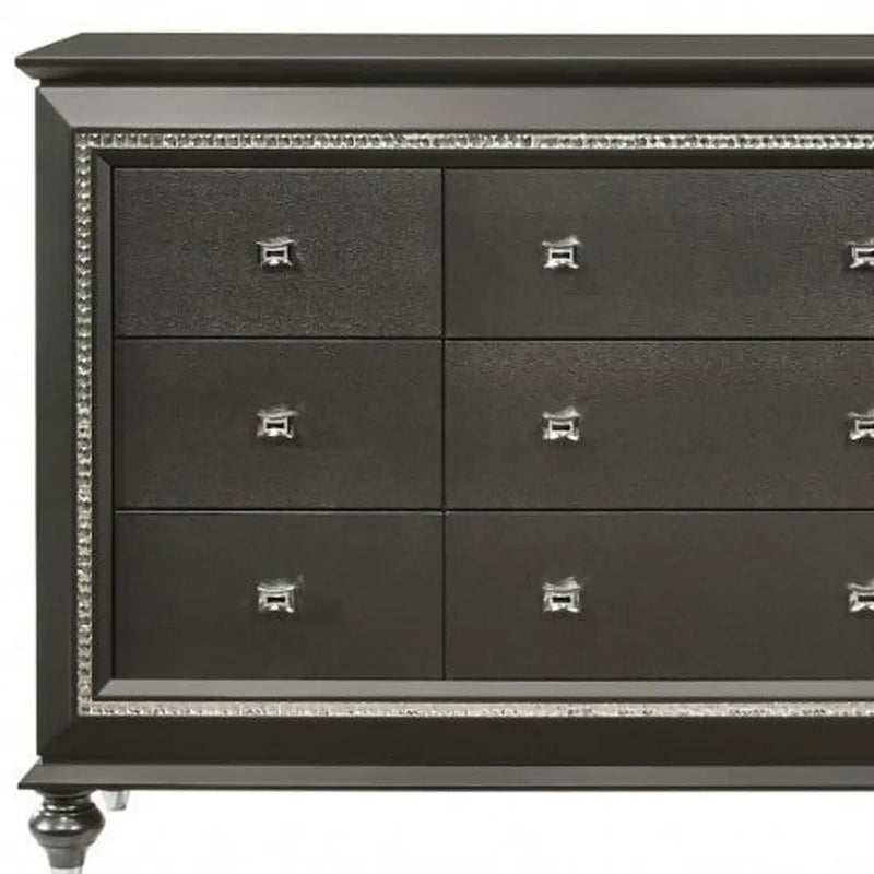 66" Gray Solid and Manufactured Wood Nine Drawer Triple Dresser - GreatEagleInc