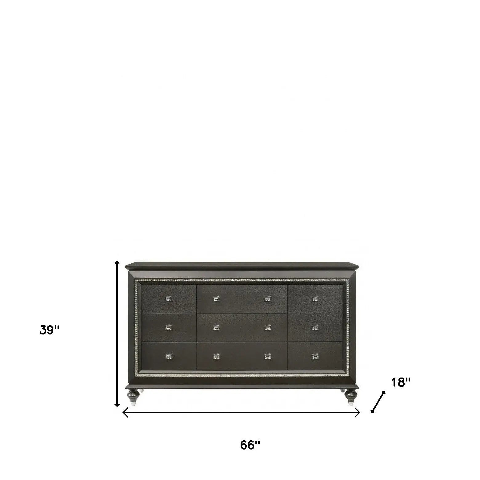 66" Gray Solid and Manufactured Wood Nine Drawer Triple Dresser - GreatEagleInc