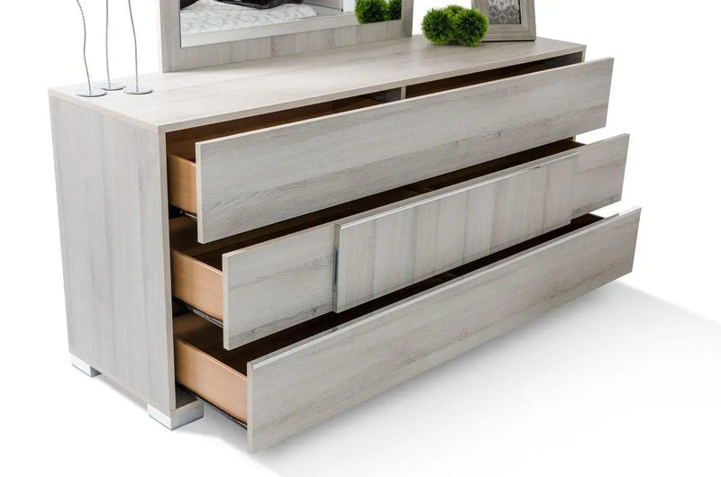 66" Gray Wood Three Drawer Double Dresser Homeroots Bed & Bath