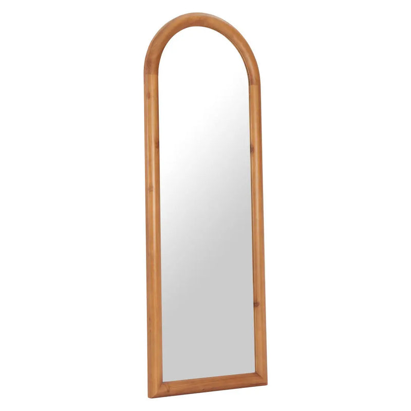 66" Natural Solid Wood Arch Framed Full Length Mirror Homeroots Bed & Bath