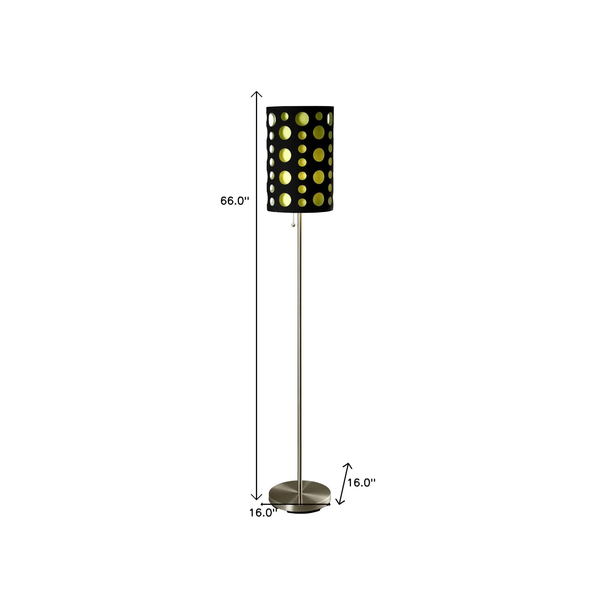 66" Steel Novelty Floor Lamp With Black And Green Drum Shade - GreatEagleInc