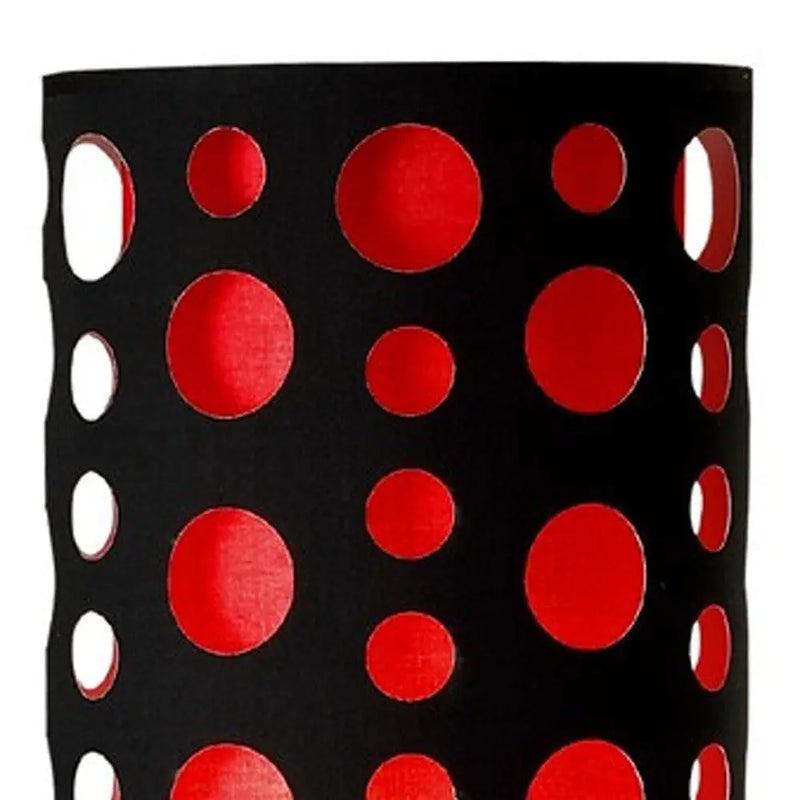 66" Steel Novelty Floor Lamp With Black And Red Drum Shade Homeroots Lighting