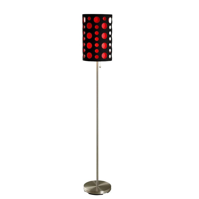 66" Steel Novelty Floor Lamp With Black And Red Drum Shade Homeroots Lighting