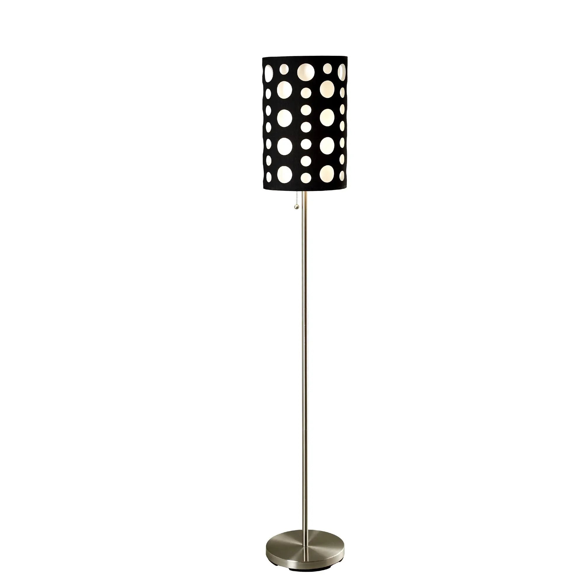 66" Steel Novelty Floor Lamp With Black And White Drum Shade - GreatEagleInc