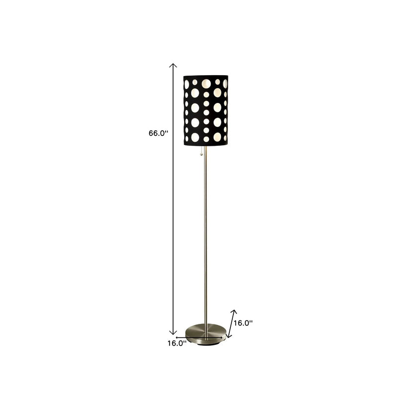 66" Steel Novelty Floor Lamp With Black And White Drum Shade - GreatEagleInc