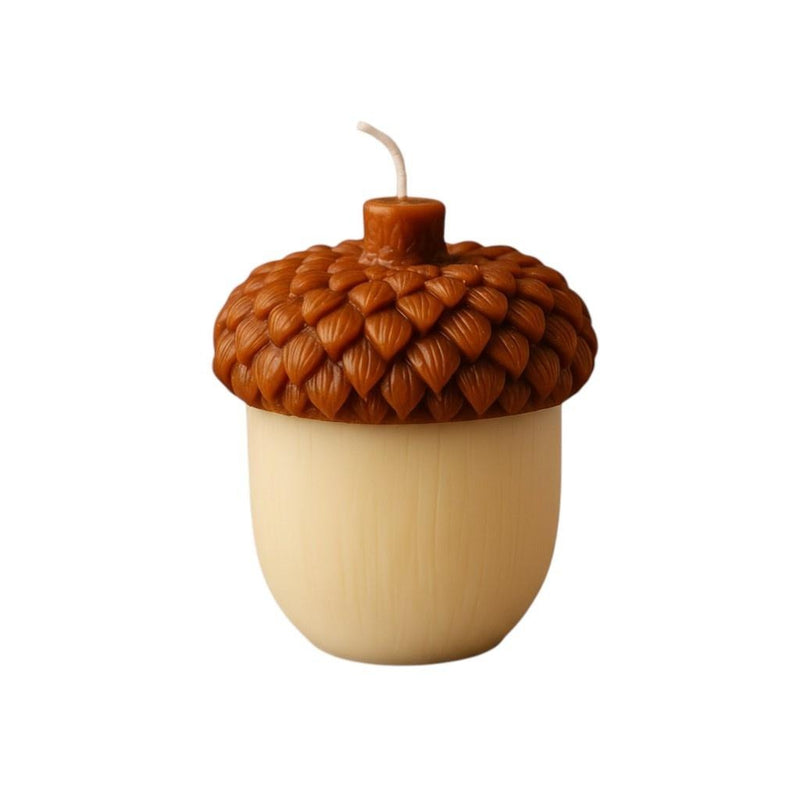 4" Brown And Ivory Pumpkin And Apple Scented Dimensional Acorn Candle - Home & Garden
