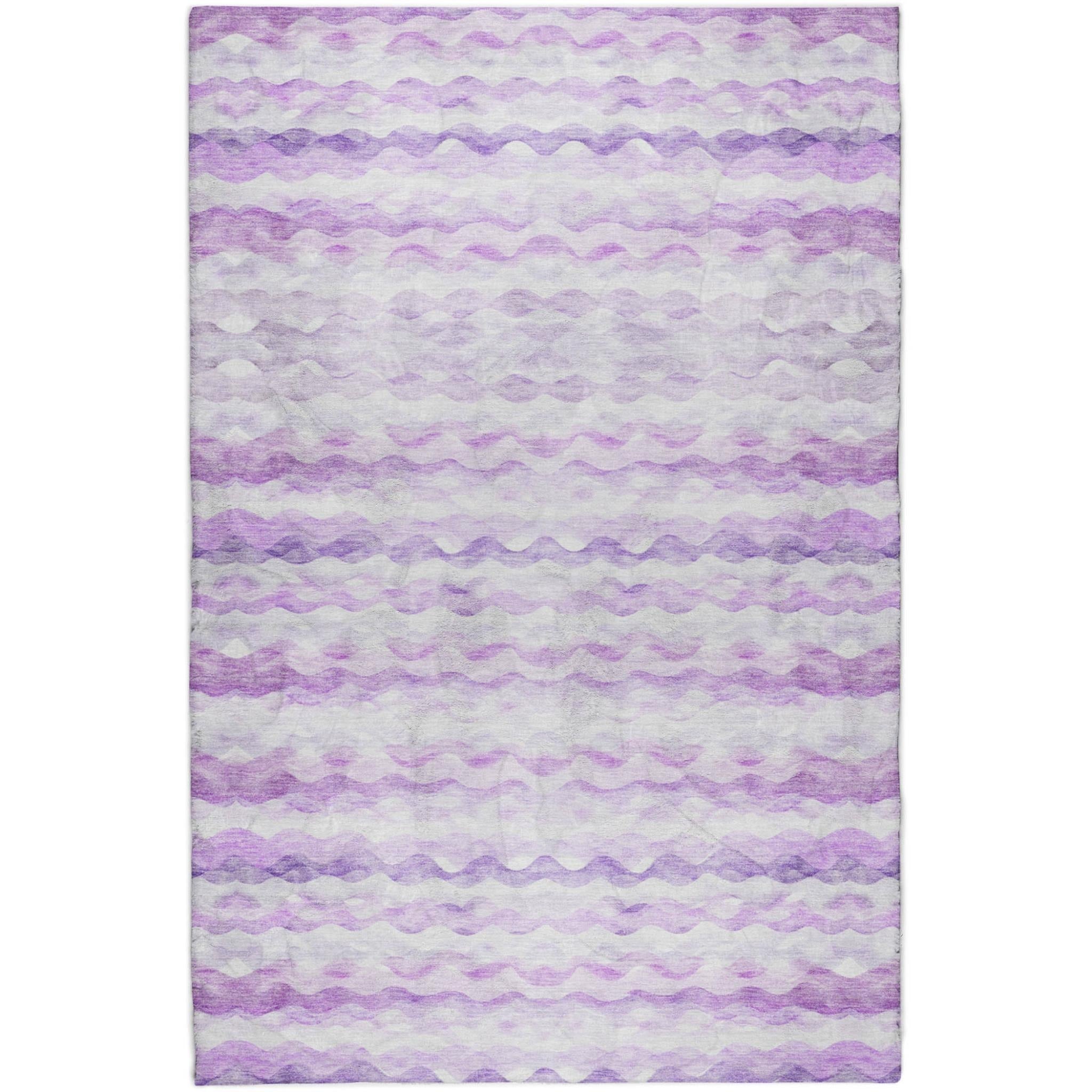 10' X 14' Purple And Violet Striped Shag Washable Area Rug With UV Protection - Home & Garden