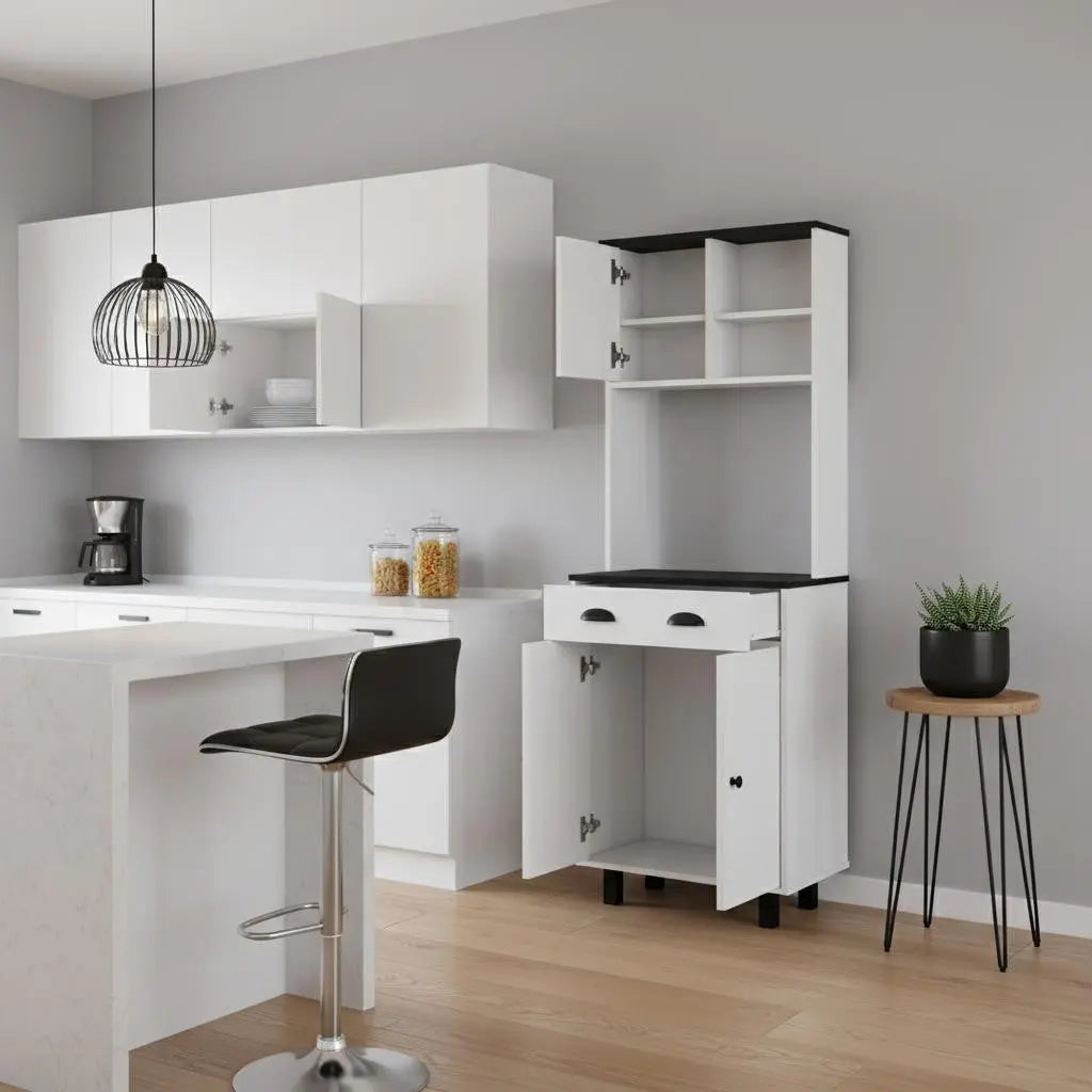 67" Black And White Wood Pantry Or Storage Closet Homeroots Kitchen & Dining