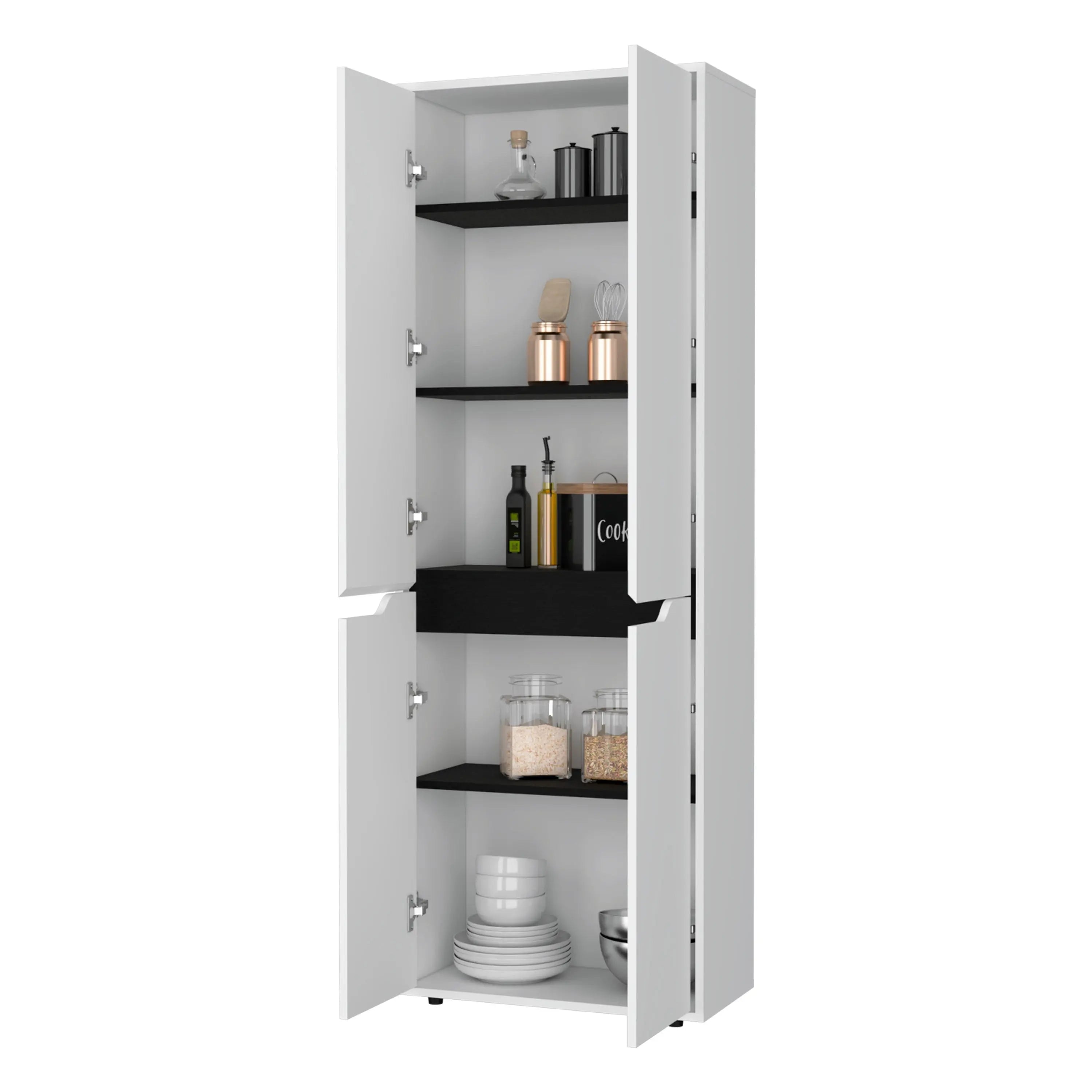 67" Black And White Wood Pantry Or Storage Closet Homeroots Kitchen & Dining